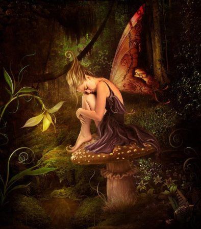Les fées sont souvent représentés assises sur un gros champignon hallucinogène