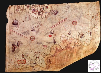 Carte dessinée en 1513 par l’amiral Piri Reis