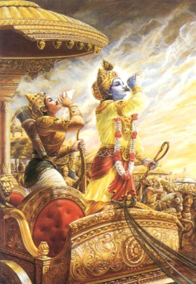 Aljuna et Krishna, avant le début de la grande bataille de Kurukshetra